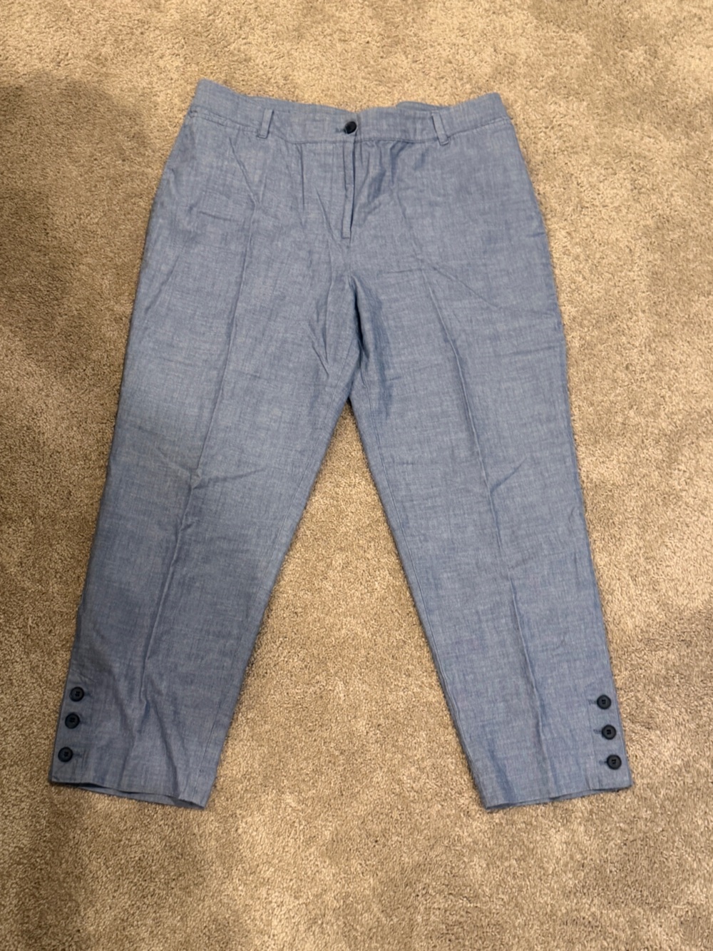 Talbots Chambray Light Blue Cropped Dress Pants